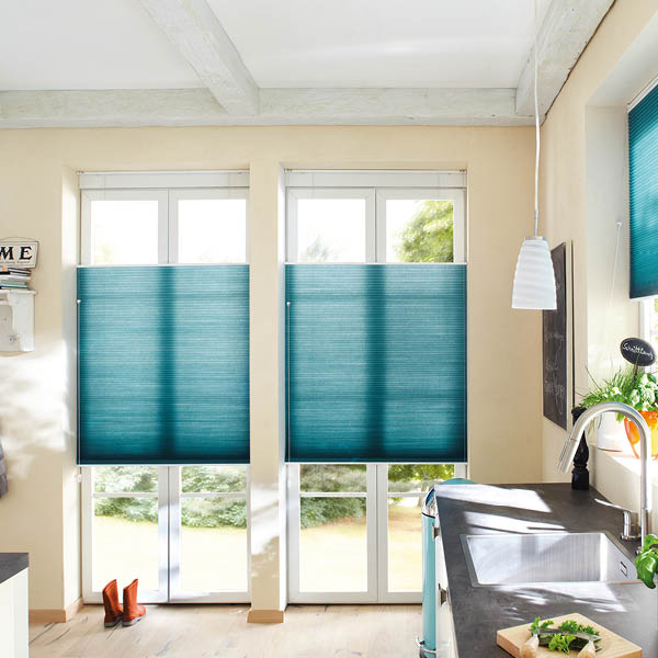 Duette® window blinds from Shutterstyle in turquoise